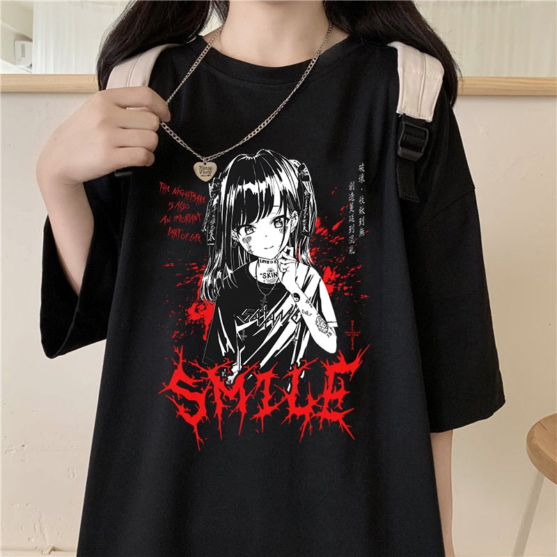 Anime - Streetwear - Smile- Ahegao&Bentai Anime Oversized T-Shirts | 3 Colors - Alpha Weebs