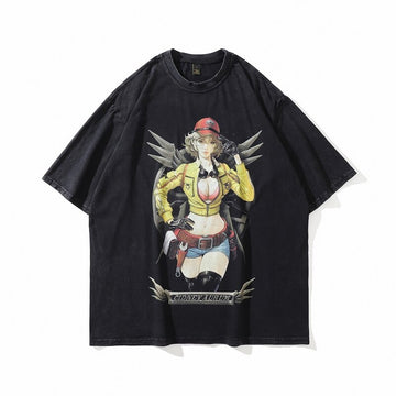 "CLASSIC H" - Bentai Anime Oversized Vintage Washed T-Shirt