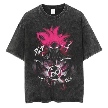Anime - Streetwear - "SSJ-GOD" - Son Goku DBZ Anime Oversized Vintage Style T-Shirt - Alpha Weebs