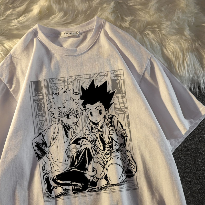 Anime - Streetwear - "KILL GON" - Hunter X Hunter Killua Zoldyck - Gon Freecss Anime Oversized T-shirt | 2 Colors - Alpha Weebs