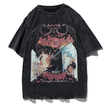 "GUTS-GRIFFITH" - Berserk Anime Vintage Washed Oversized T-Shirt (Chain Option)