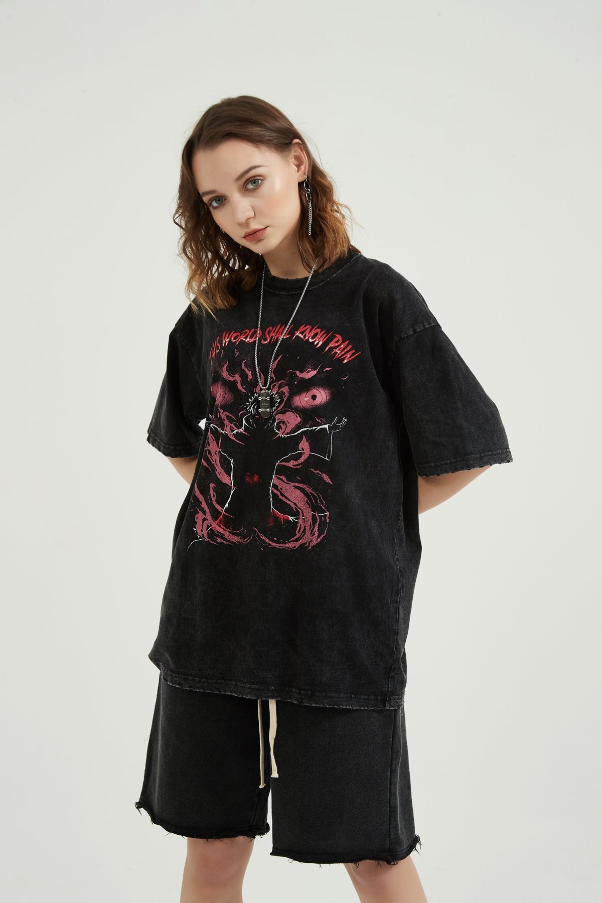 Anime - Streetwear - "SHINRA TENSEI" - Vintage Washed Pain / Nagato Oversized T-shirt - Naruto Anime - Alpha Weebs