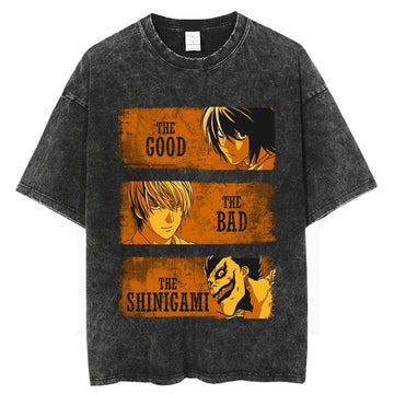 "MAINS" - Death Note Anime Vintage Washed Oversized T-Shirt