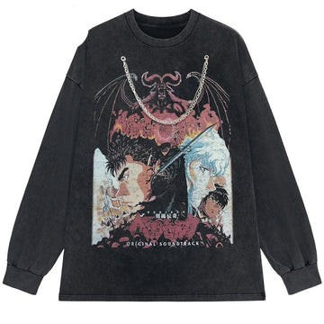 "GUTS-GRIFFITH" - Berserk Anime Vintage Washed Oversized Sweatshirt (Chain Option)
