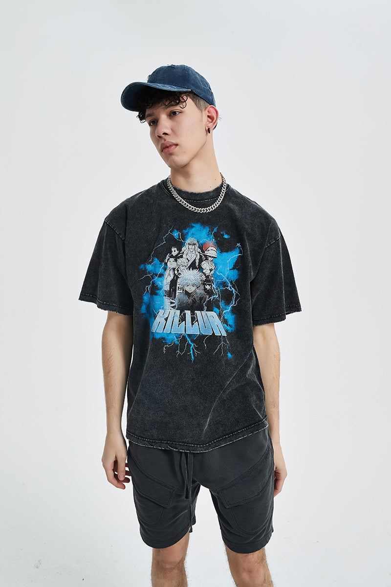 Anime - Streetwear - "Zoldycks" - Hunter x Hunter Oversized Anime Vintage Style T-Shirt - Alpha Weebs