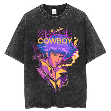 "SEE YOU SPACE" - Vintage Washed Cowboy Bebop Anime T-Shirt