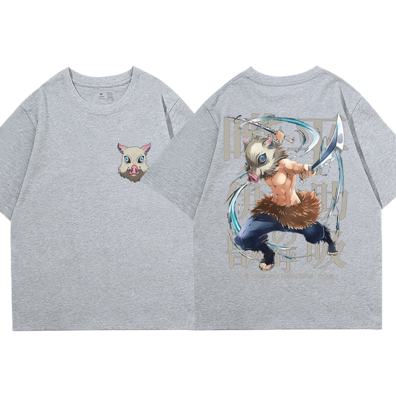 Anime - Streetwear - Inosuke Hashibira- Demon Salyer Anime Oversized T- Shirts | 6 Colors - Alpha Weebs