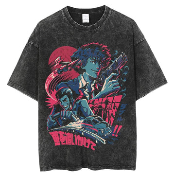 "SPIKE-LUPIN" - Vintage Washed Cowboy Bebop X Lupin 3 Anime T-Shirt