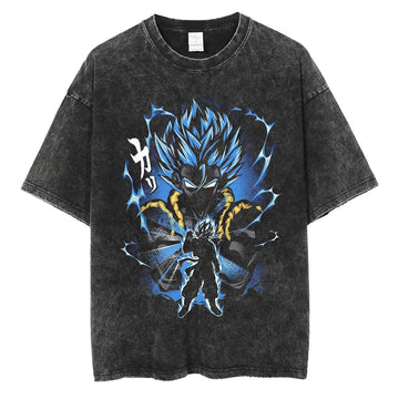 Anime - Streetwear - "SSJ-BLUE" - Son Goku DBZ Anime Oversized Vintage Style T-Shirt - Alpha Weebs
