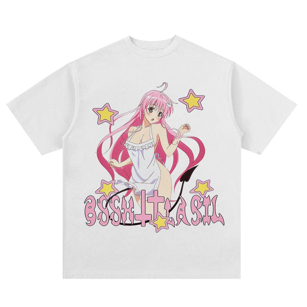 Anime - Streetwear - "STARRY" - Bentai Anime Girl Oversized T-Shirt | 2 Colors - Alpha Weebs