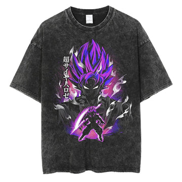 Anime - Streetwear - "ANTI HERO" - Goku Black DBZ Anime Oversized Vintage Style T-Shirt - Alpha Weebs