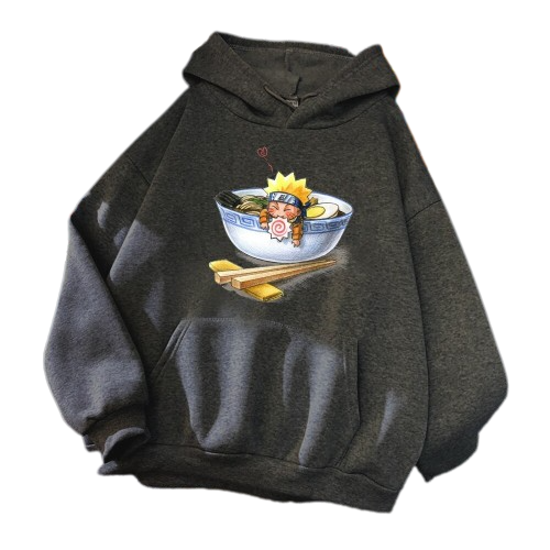 Anime - Streetwear - "CHIBI RAMEN" - Naruto Anime Oversized Hoodie | 5 Colors - Alpha Weebs