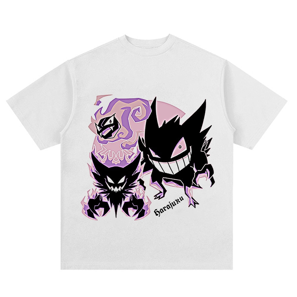 Anime - Streetwear - "HAUNTED" - Pokemon Anime Oversized T-Shirt - Alpha Weebs