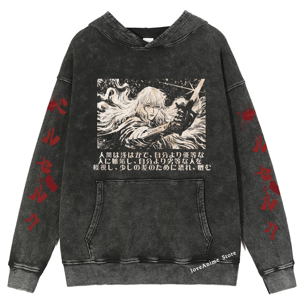 Anime - Streetwear - Berserk Anime Retro Style Oversized Vintage Style Hoodie | 5 Option - Alpha Weebs