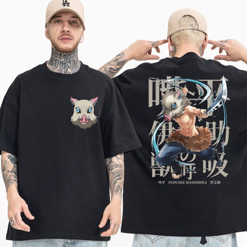 Anime - Streetwear - Inosuke Hashibira- Demon Salyer Anime Oversized T- Shirts | 6 Colors - Alpha Weebs