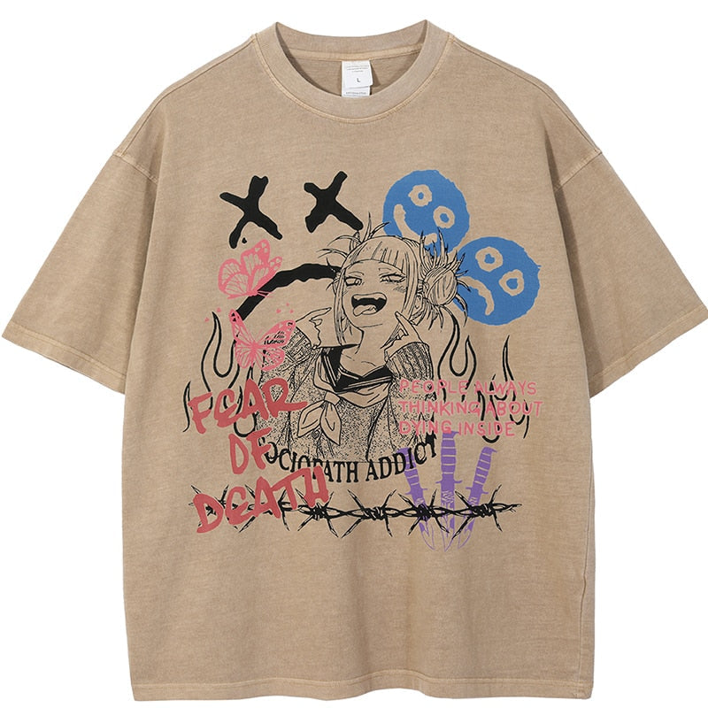 Anime - Streetwear - "PSHYCE" - MHA Himiko Toga Anime Oversized T-Shirt | 3 Colors - Alpha Weebs