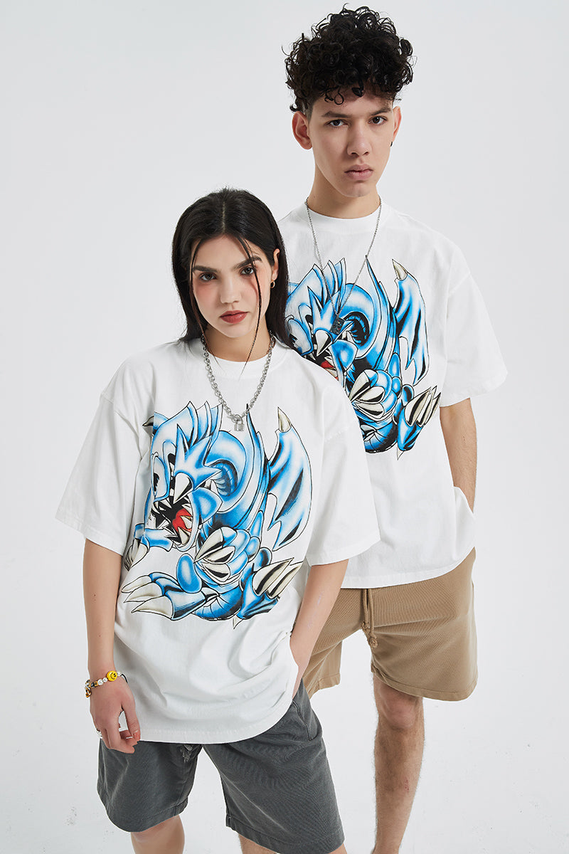 Anime - Streetwear - "BLUE EYES" - Oversized Yu-Gi-Oh! Anime T-shirt | 2 Colors - Alpha Weebs