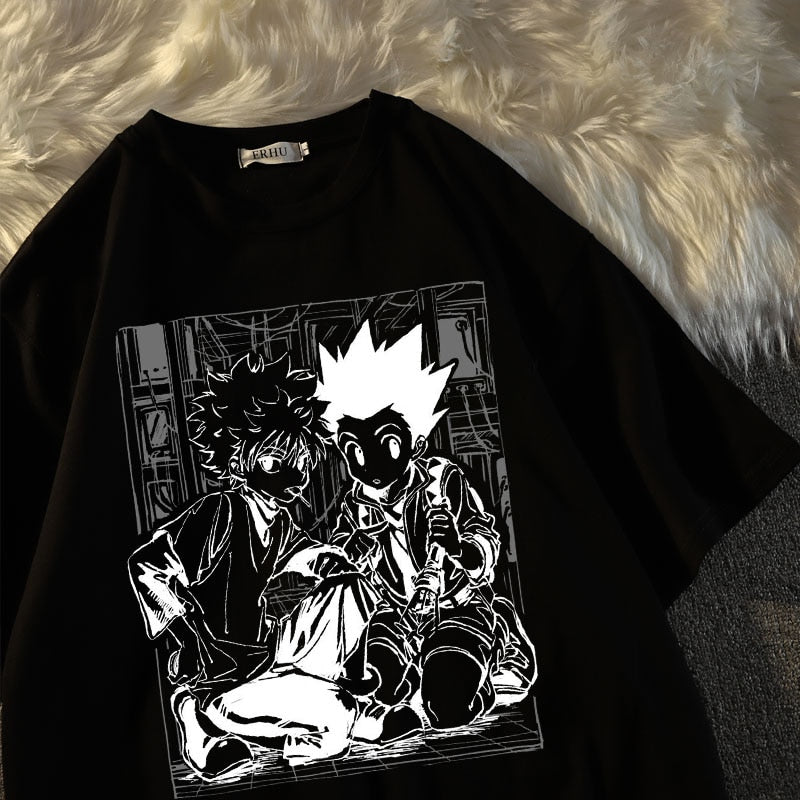 Anime - Streetwear - "KILL GON" - Hunter X Hunter Killua Zoldyck - Gon Freecss Anime Oversized T-shirt | 2 Colors - Alpha Weebs