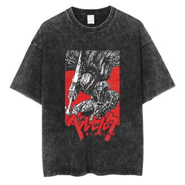 Anime - Streetwear - "ARMORED RAGE" - Berserk Anime Oversized Vintage Style Guts T-Shirts - Alpha Weebs