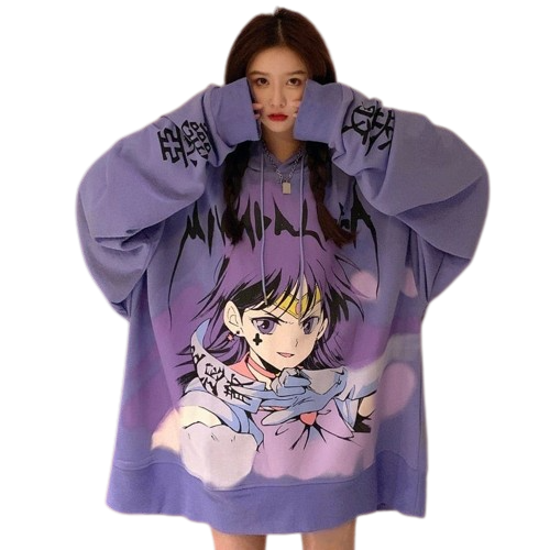 "GOTH" - Sailor Moon Saturn Anime Oversized Sweatshirts | 2 Colors