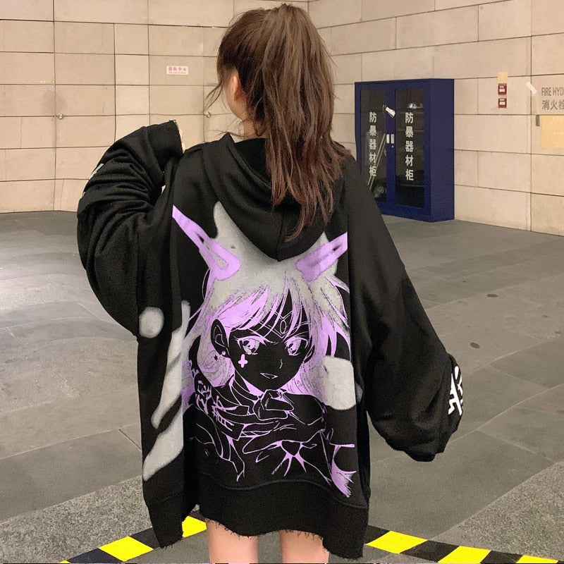 Anime - Streetwear - "GOTH" - Sailor Moon Saturn Anime Oversized Sweatshirts | 2 Colors - Alpha Weebs