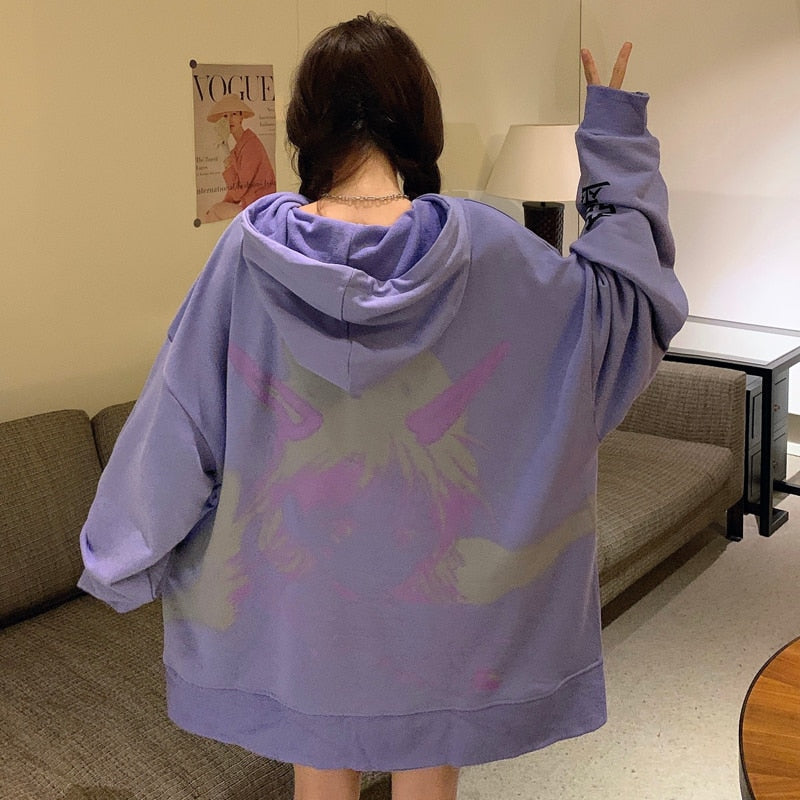 Anime - Streetwear - "GOTH" - Sailor Moon Saturn Anime Oversized Sweatshirts | 2 Colors - Alpha Weebs