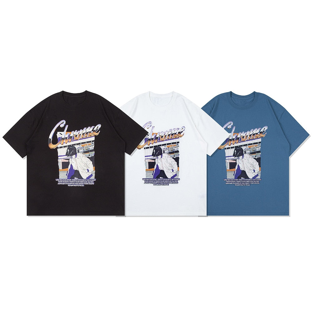 Anime - Streetwear - "CHROME" - Anime Oversized T-shirt | 3 Colors - Alpha Weebs