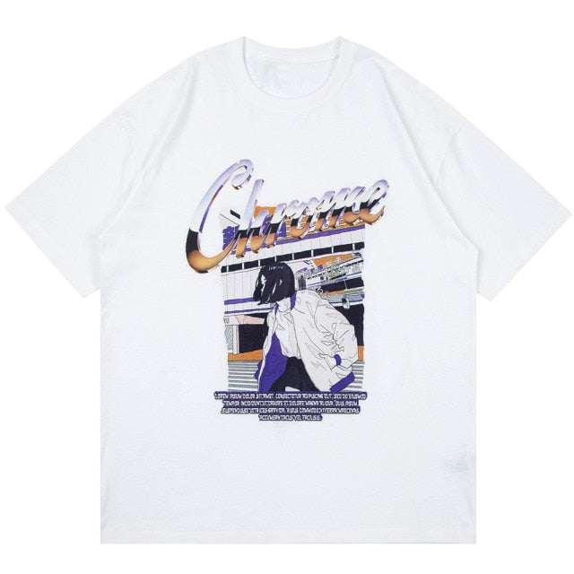 Anime - Streetwear - "CHROME" - Anime Oversized T-shirt | 3 Colors - Alpha Weebs