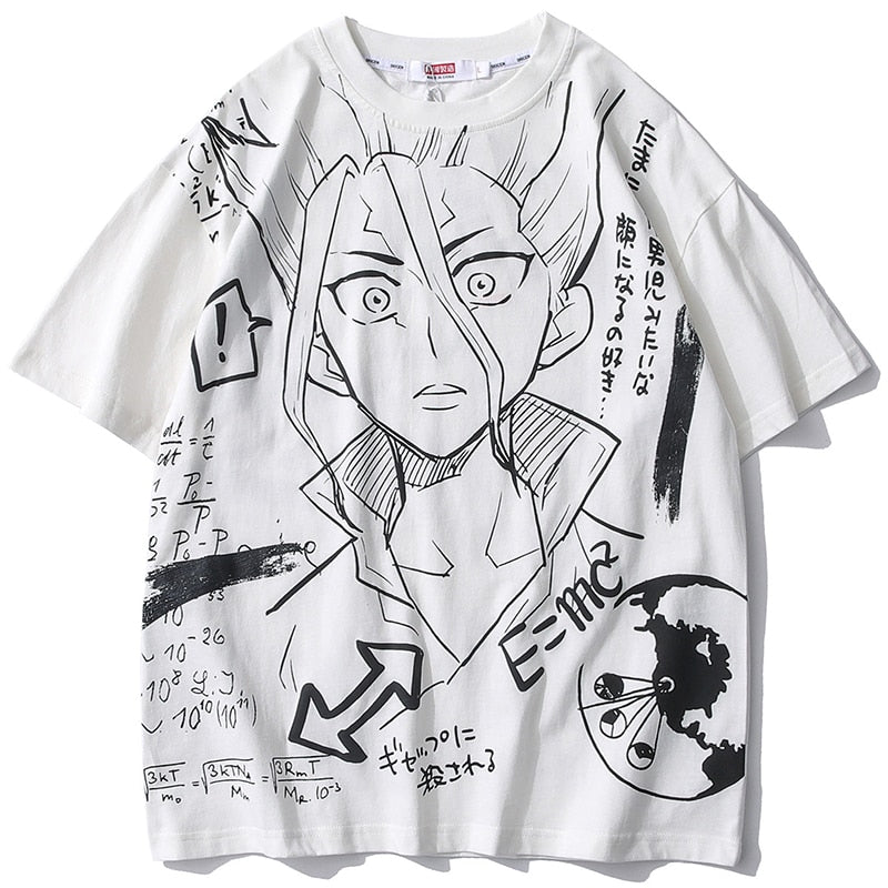 Anime - Streetwear - "E=MC²" - Dr. Stone Anime Oversized T-Shirt - Alpha Weebs