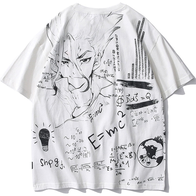 Anime - Streetwear - "E=MC²" - Dr. Stone Anime Oversized T-Shirt - Alpha Weebs