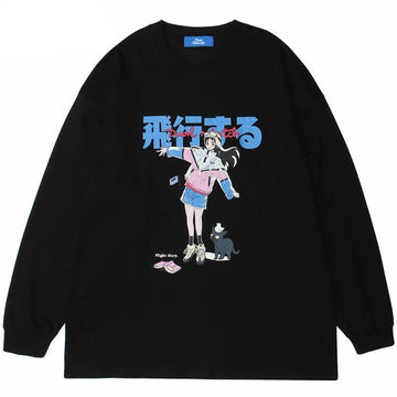 Anime - Streetwear - "POILOT GIRL" - Anime Sweatshirt | 2 Colors - Alpha Weebs