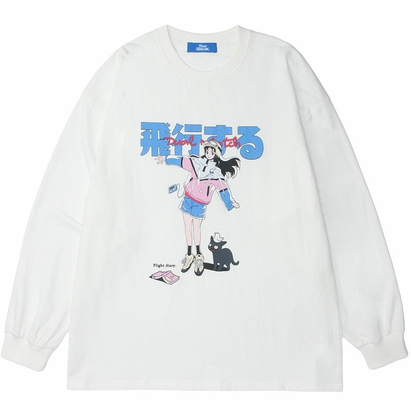 Anime - Streetwear - "POILOT GIRL" - Anime Sweatshirt | 2 Colors - Alpha Weebs