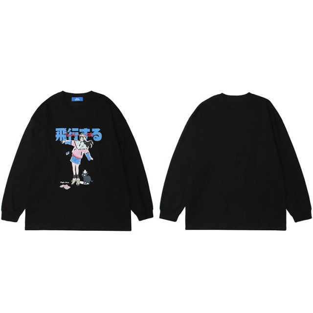 Anime - Streetwear - "POILOT GIRL" - Anime Sweatshirt | 2 Colors - Alpha Weebs