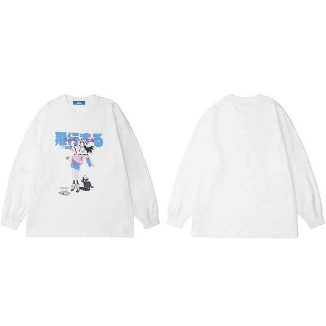 Anime - Streetwear - "POILOT GIRL" - Anime Sweatshirt | 2 Colors - Alpha Weebs