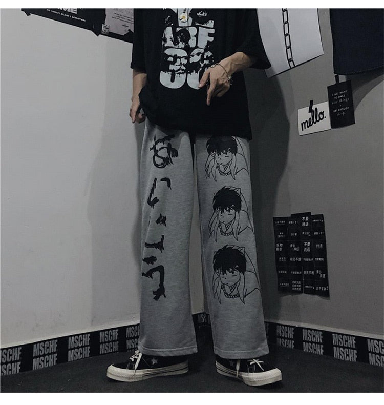 Anime - Streetwear - "MONOTONE INUYASHA" - Inuyasha Anime Pants | 2 Colors - Alpha Weebs