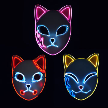 Anime - Streetwear - "RAVE SLAYERS" - LED Demon Slayer Anime Face Mask | 3 Options - Alpha Weebs