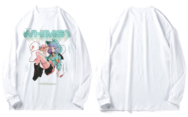 Anime - Streetwear - "WHIMSY FOXGIRL" - Anime Sweatshirts | 2 Colors - Alpha Weebs