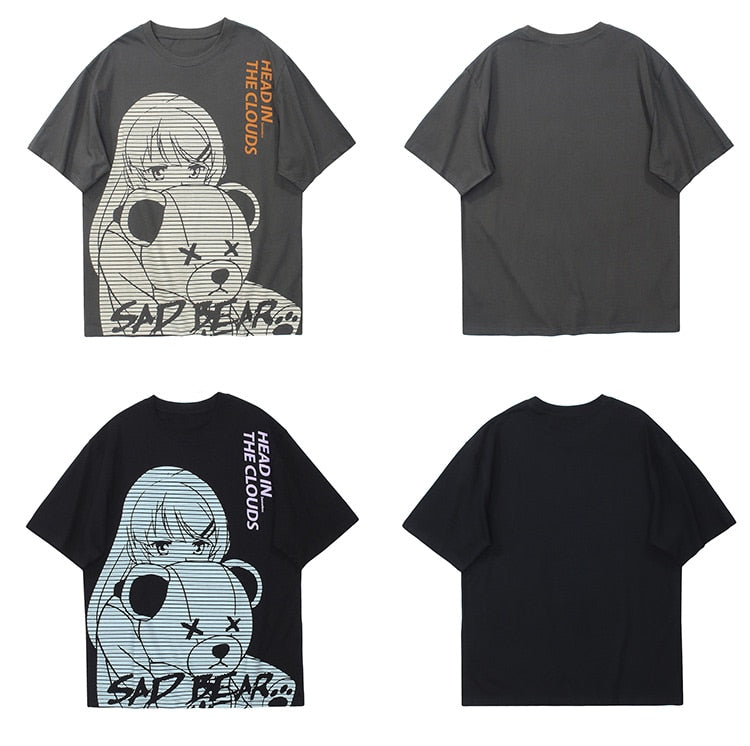 Anime - Streetwear - "HEAD IN THE CLOUDS" - Anime Oversized T-shirt | 2 Colors - Alpha Weebs