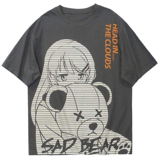 Anime - Streetwear - "HEAD IN THE CLOUDS" - Anime Oversized T-shirt | 2 Colors - Alpha Weebs